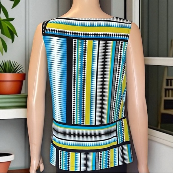 Calvin Klein Women's Lime Green Multi/Color Sleeveless Cowl-Neck Top Blouse - Picture 14 of 16